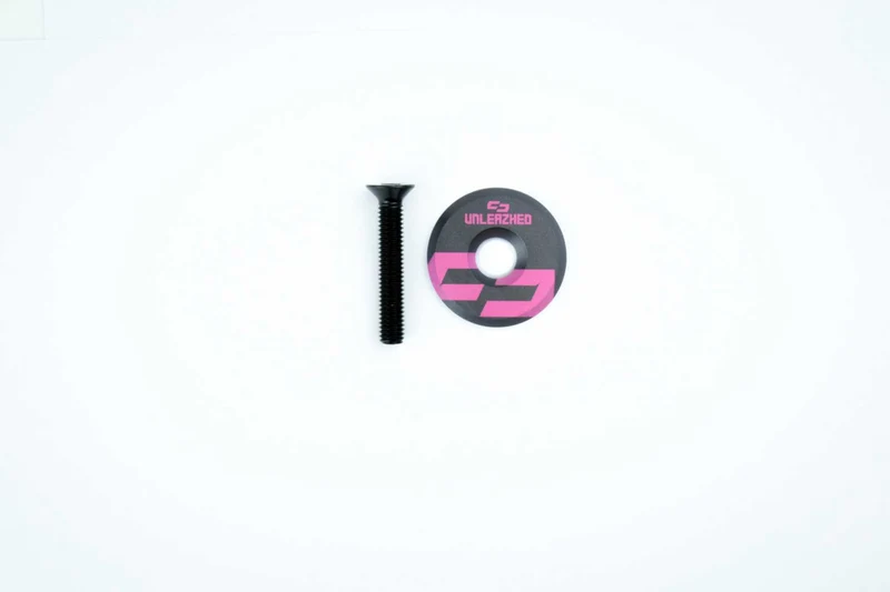 Unleazhed AL01 Top Cap Aluminium Logo Skin 1 pcs, 1 aluminium screw M6 pink