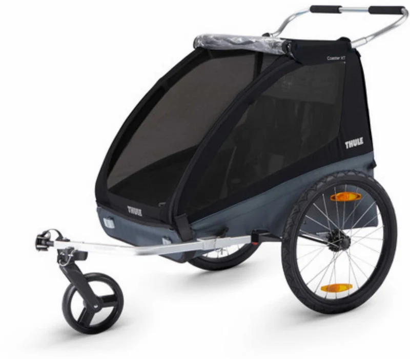 Thule Coaster XT Kinderfahrradanhänger + Buggy Set 2-Sitzer schwarz