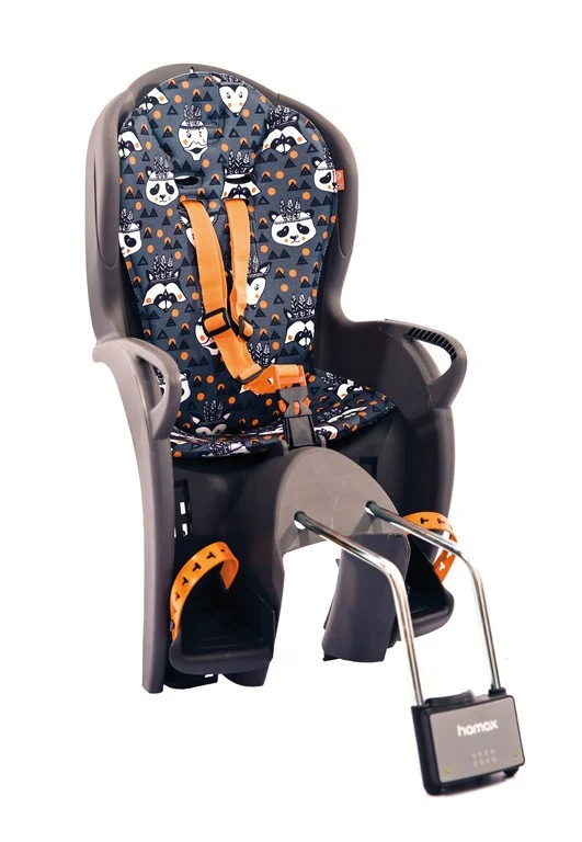Hamax Kindersitz Hamax Kiss grau/orange mit Muster, Bef. Rahmenrohr