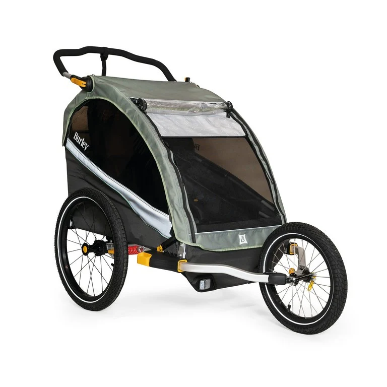 Burley Fahrrad-Kinder-Anhänger Burley D`Lite X Double, sage green/ carcoal grey