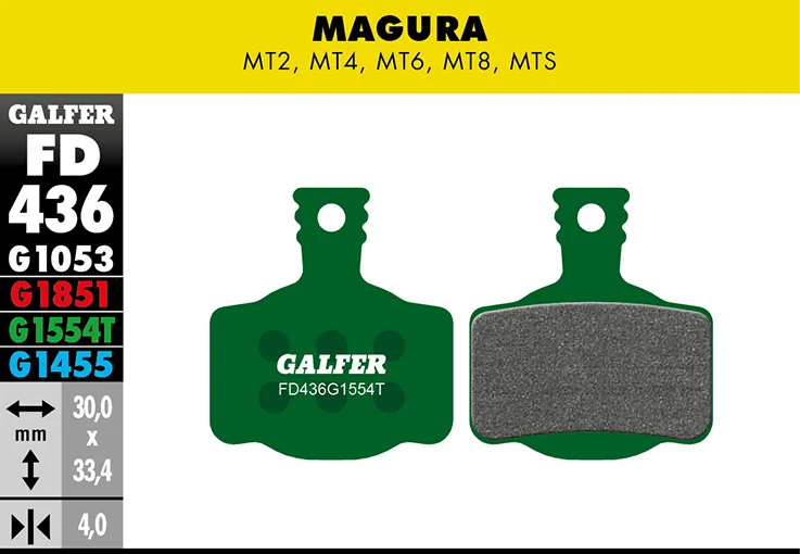 Galfer Bremsbelag Pro Magura - MT2, MT4, MT6, MT8, MTS, H11 30 x 33,4 x 4 mm 1 Paar grün