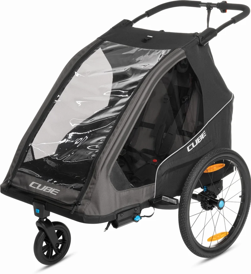 Cube Kinder Fahrradanhänger Double PURE black´n´grey