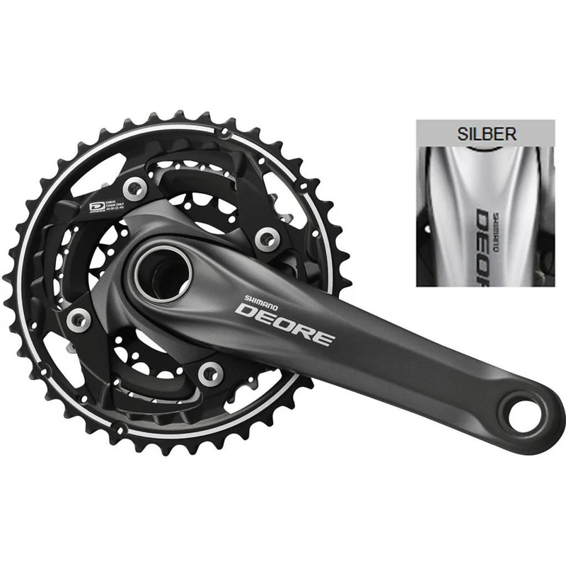 Shimano Kurbelgarnitur Deore 175 40-30-22 Silber