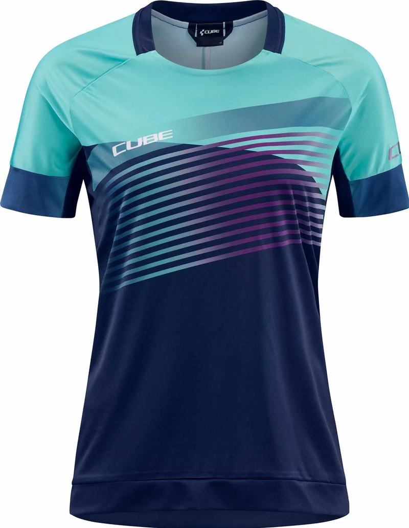 Cube Teamline WS Rundhalstrikot Kurzarm blue´n´mint
