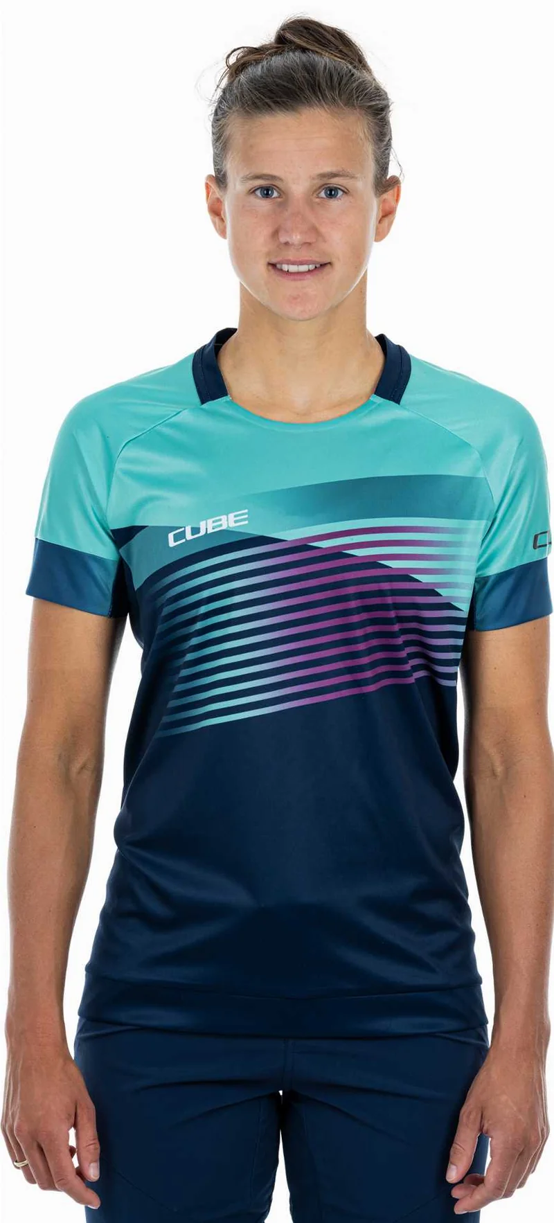 Cube Teamline WS Rundhalstrikot Kurzarm blue´n´mint