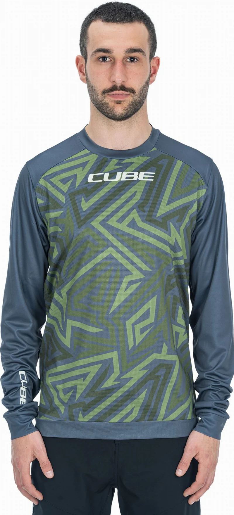 Cube ATX Rundhalstrikot TM Langarm olive´n´grey