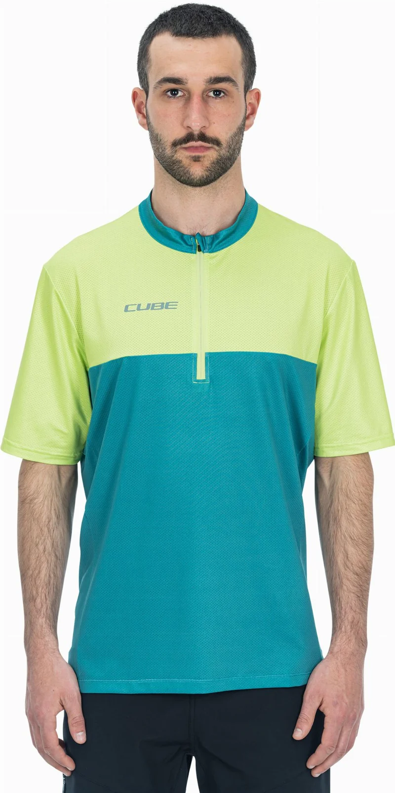 Cube ATX Trikot Half Zip CMPT Kurzarm green´n´lime