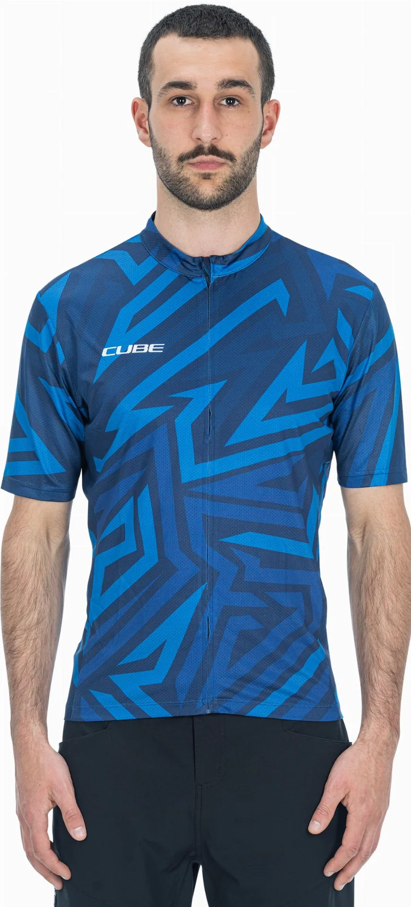Cube ATX Trikot Full Zip CMPT Kurzarm blue