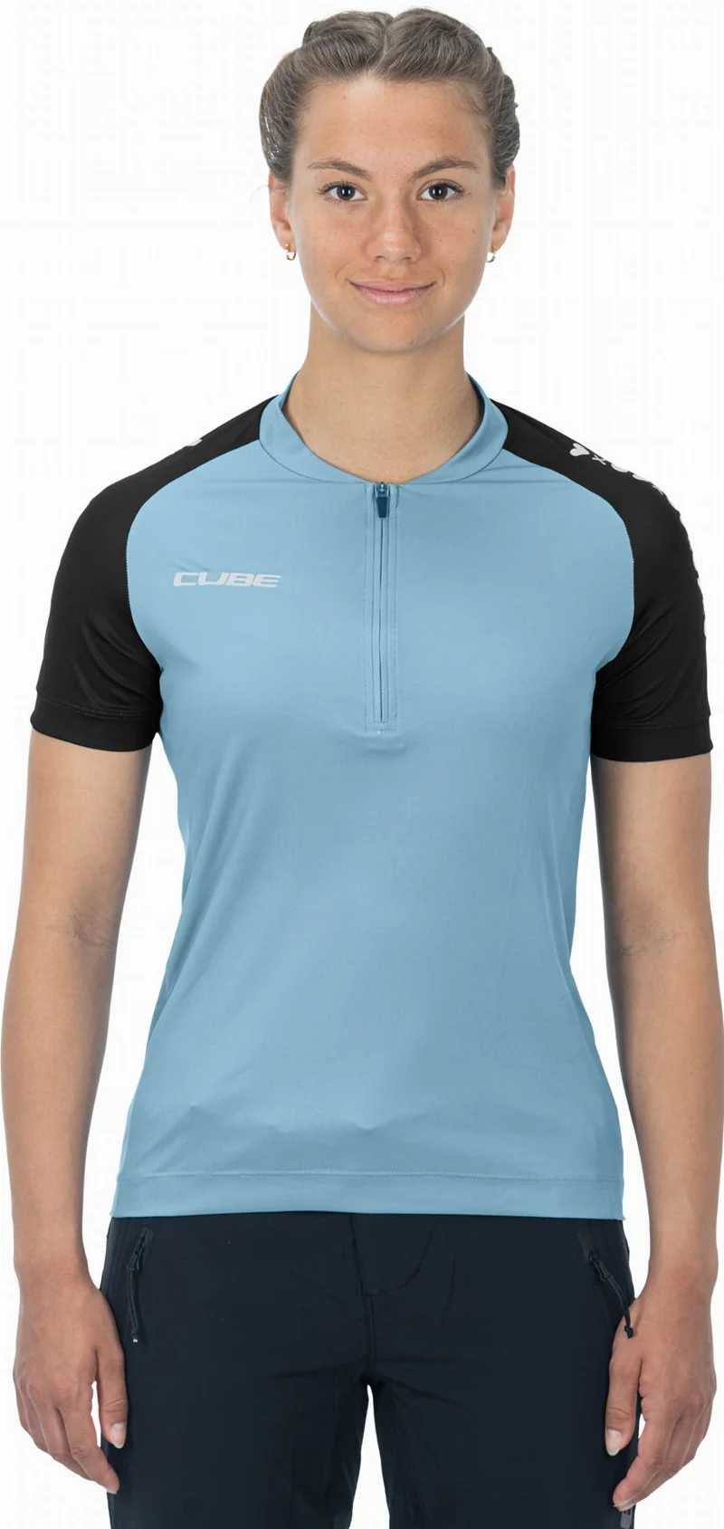 Cube ATX WS Trikot Half Zip CMPT Kurzarm blue