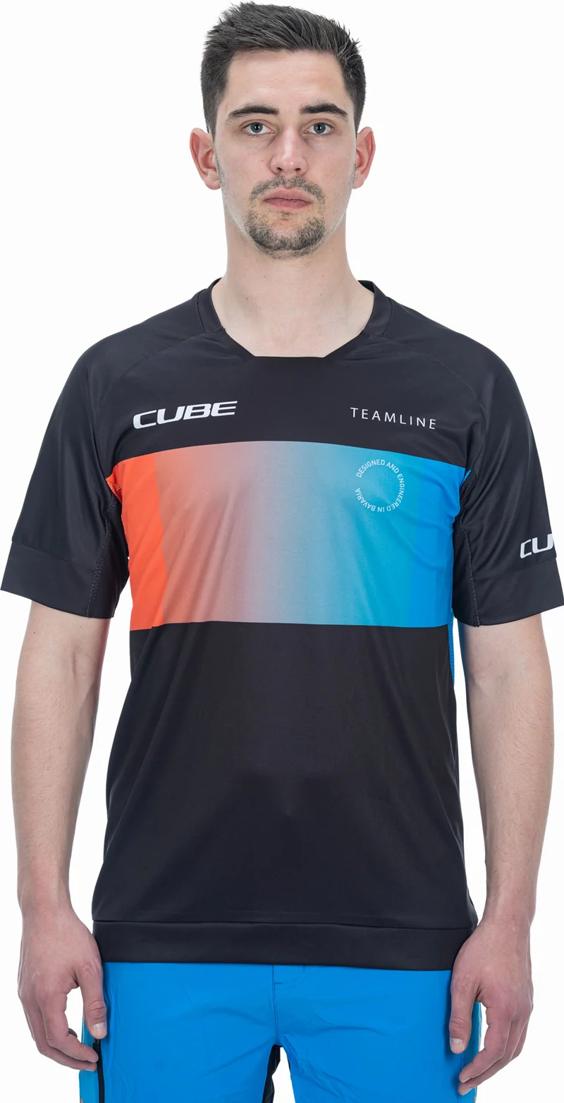 Cube Teamline Rundhalstrikot Kurzarm black´n´blue´n´red