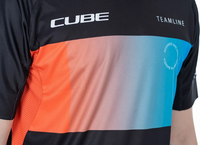 Cube Teamline Rundhalstrikot Kurzarm black´n´blue´n´red
