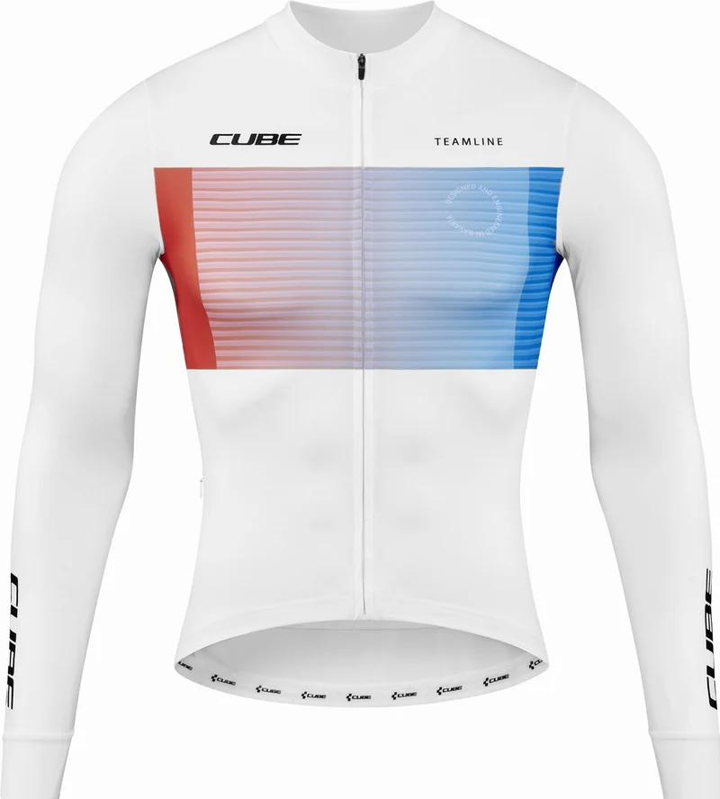 Cube Teamline Trikot Langarm white´n´blue´n´red