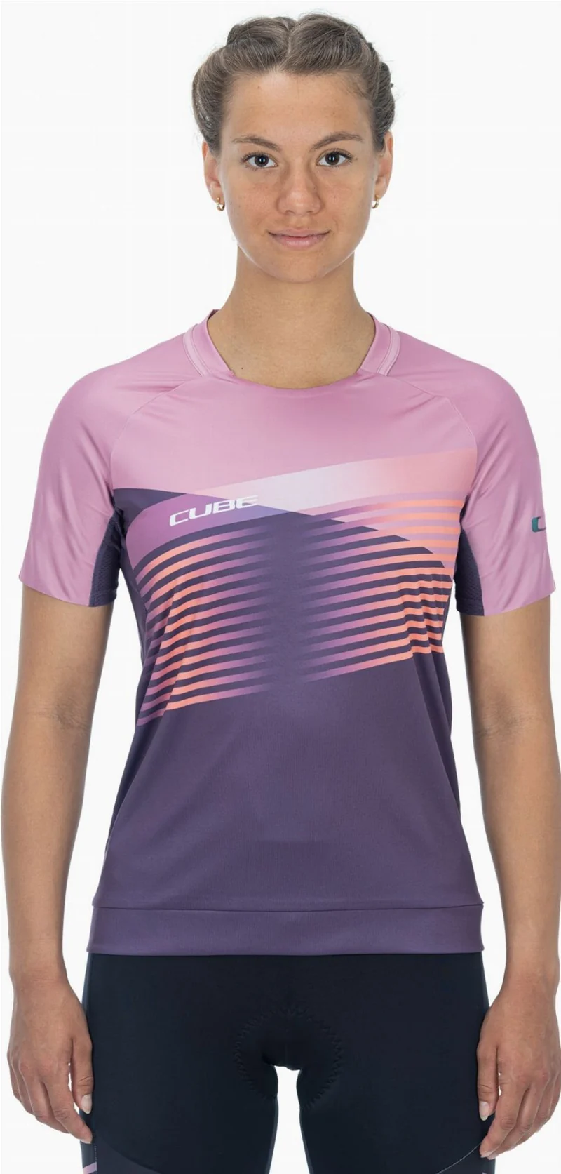 Cube Teamline WS Rundhalstrikot Kurzarm violet´n´rose
