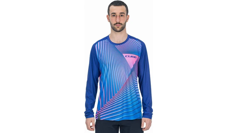 Cube Vertex Rundhalstrikot Langarm blue´n´pink