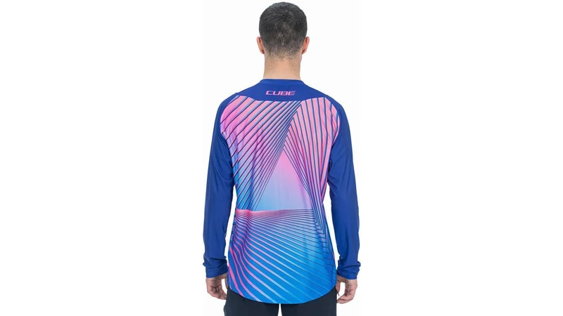 Cube Vertex Rundhalstrikot Langarm blue´n´pink