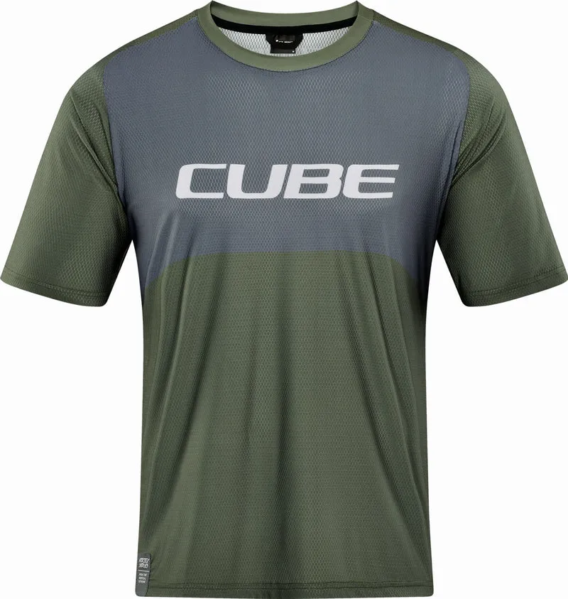 Cube Vertex Rundhalstrikot TM Kurzarm olive´n´grey