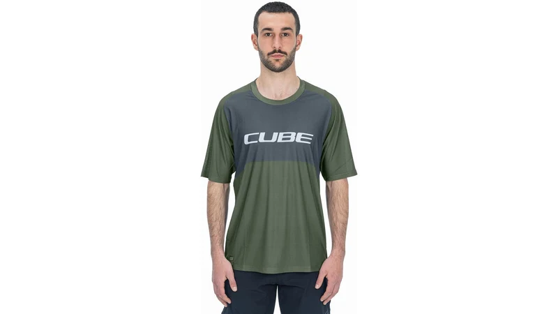 Cube Vertex Rundhalstrikot TM Kurzarm olive´n´grey