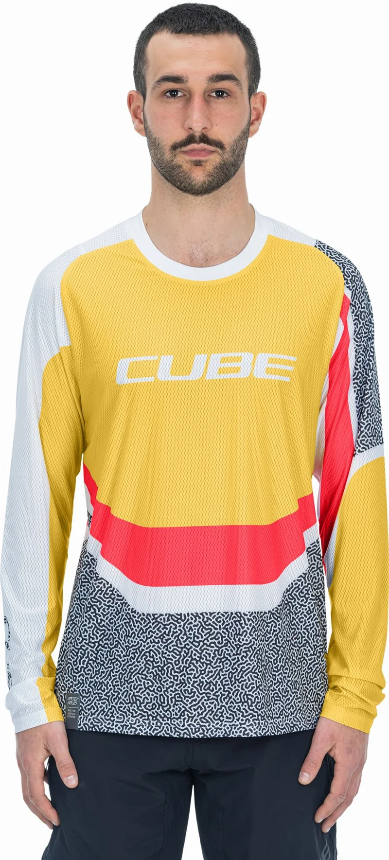 Cube Vertex Rundhalstrikot Langarm yellow´n´pink