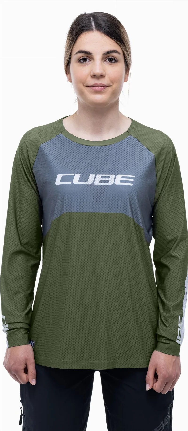 Cube Vertex WS Rundhalstrikot TM Langarm olive