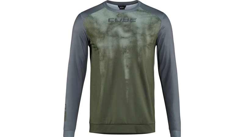 Cube ATX Rundhalstrikot TM Langarm olive´n´grey