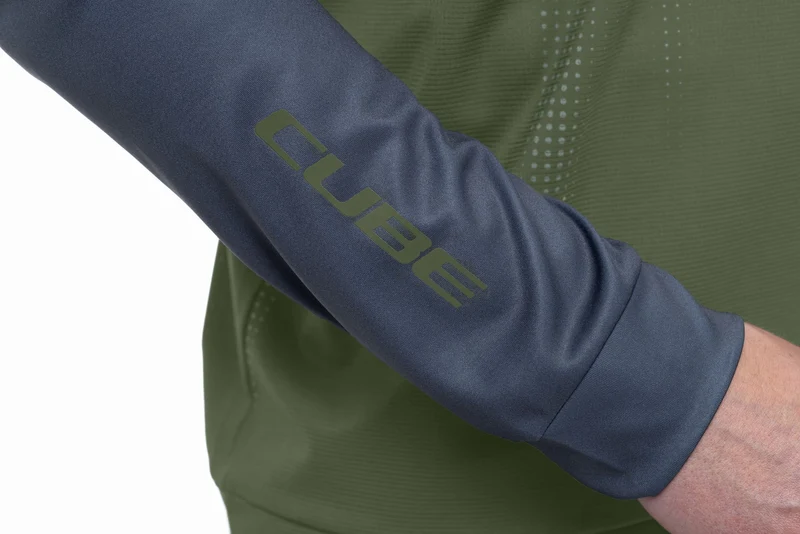 Cube ATX Rundhalstrikot TM Langarm olive´n´grey