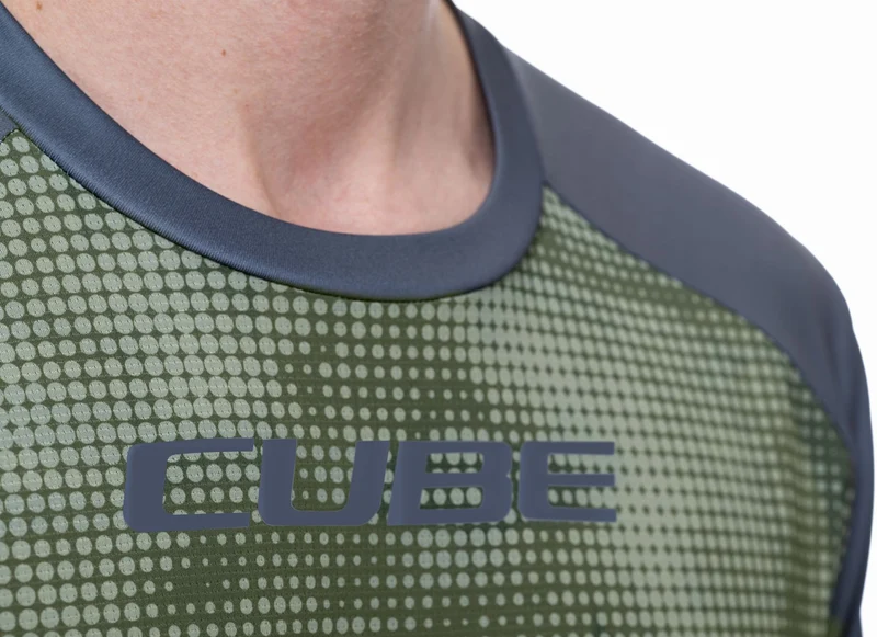 Cube ATX Rundhalstrikot TM Langarm olive´n´grey