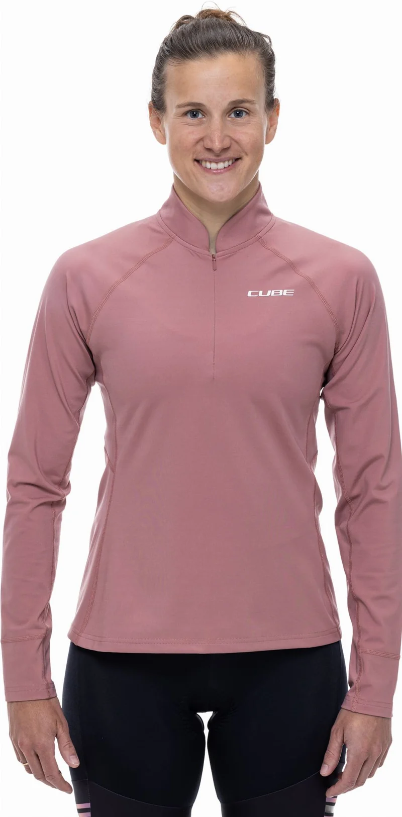 Cube ATX WS Trikot Half Zip Langarm rose