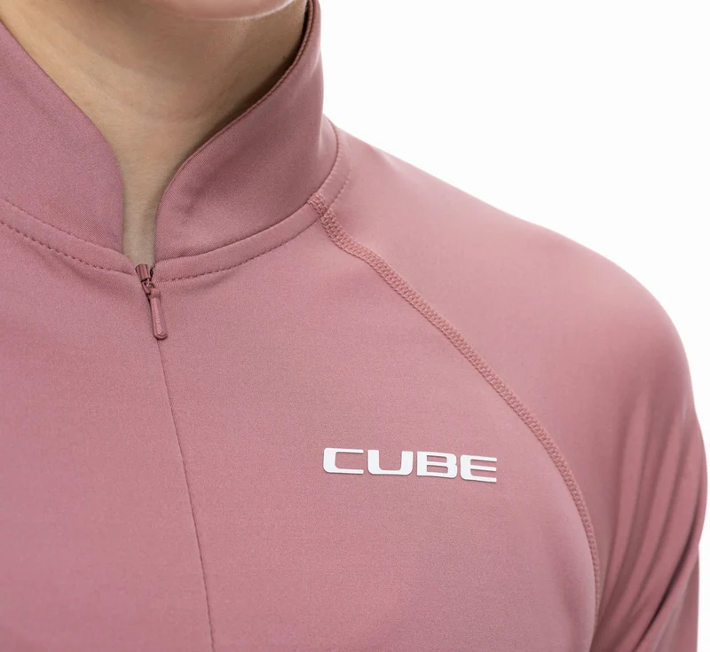 Cube ATX WS Trikot Half Zip Langarm rose