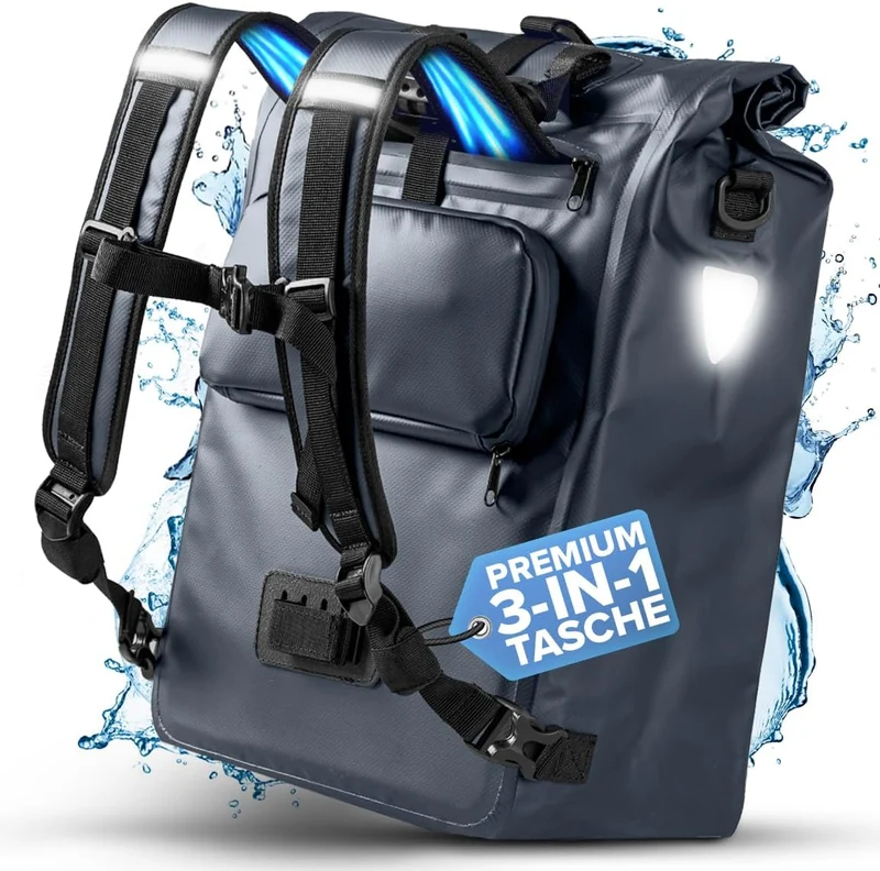 Büchel 3in1 GTR-Tasche 100 % Wasserdicht mit Rucksackfunktion 22 L