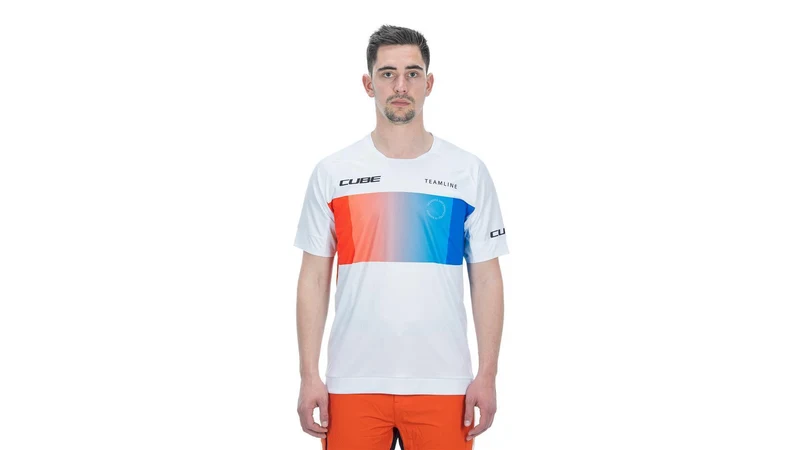 Cube Teamline Rundhalstrikot Kurzarm white´n´blue´n´red