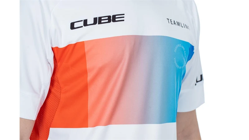 Cube Teamline Rundhalstrikot Kurzarm white´n´blue´n´red