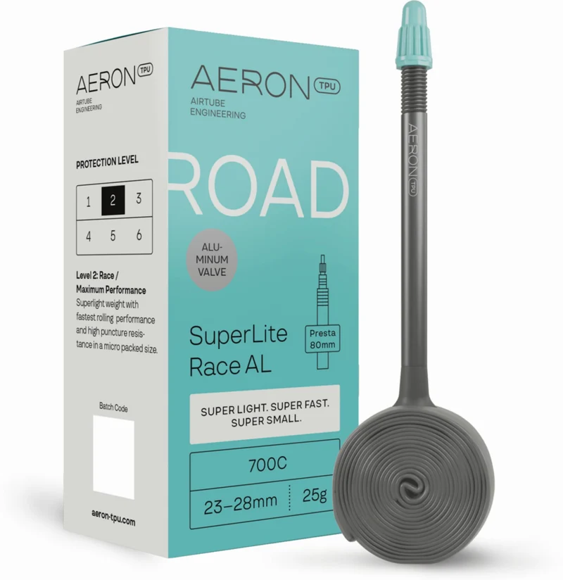 Aeron/TPU Road - SuperLite Race AL 23–28 mm Schlauch 28" black Ventil SV