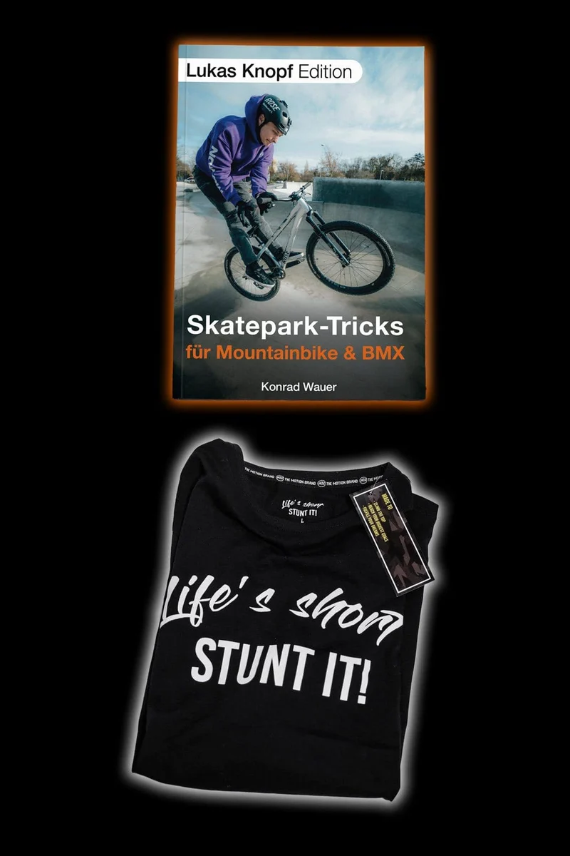 Skatepark Trick-Buch (mit Unterschrift) + Stunt It! Shirt Bundle
