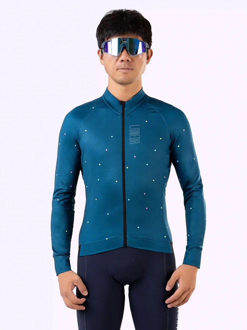 Dusk Men Thermal Cycling Jersey - Blue Dots