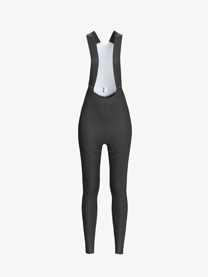 Women's Double Layer Thermal Fleeced Bib Tights - Black
