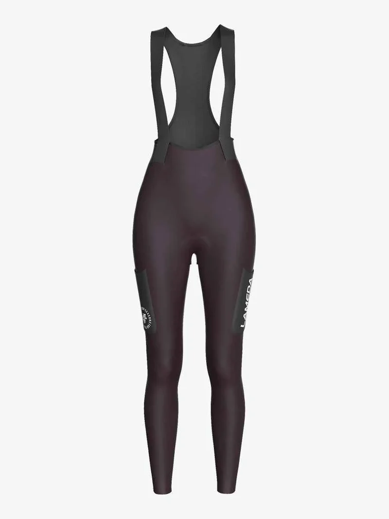 Pro Women's Thermal Fleeced Bib Tights S469 - Purple Black