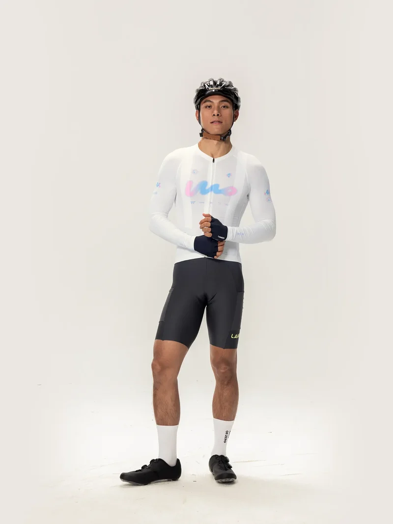 Wow Mens Cycling Jersey Long Sleeve - White