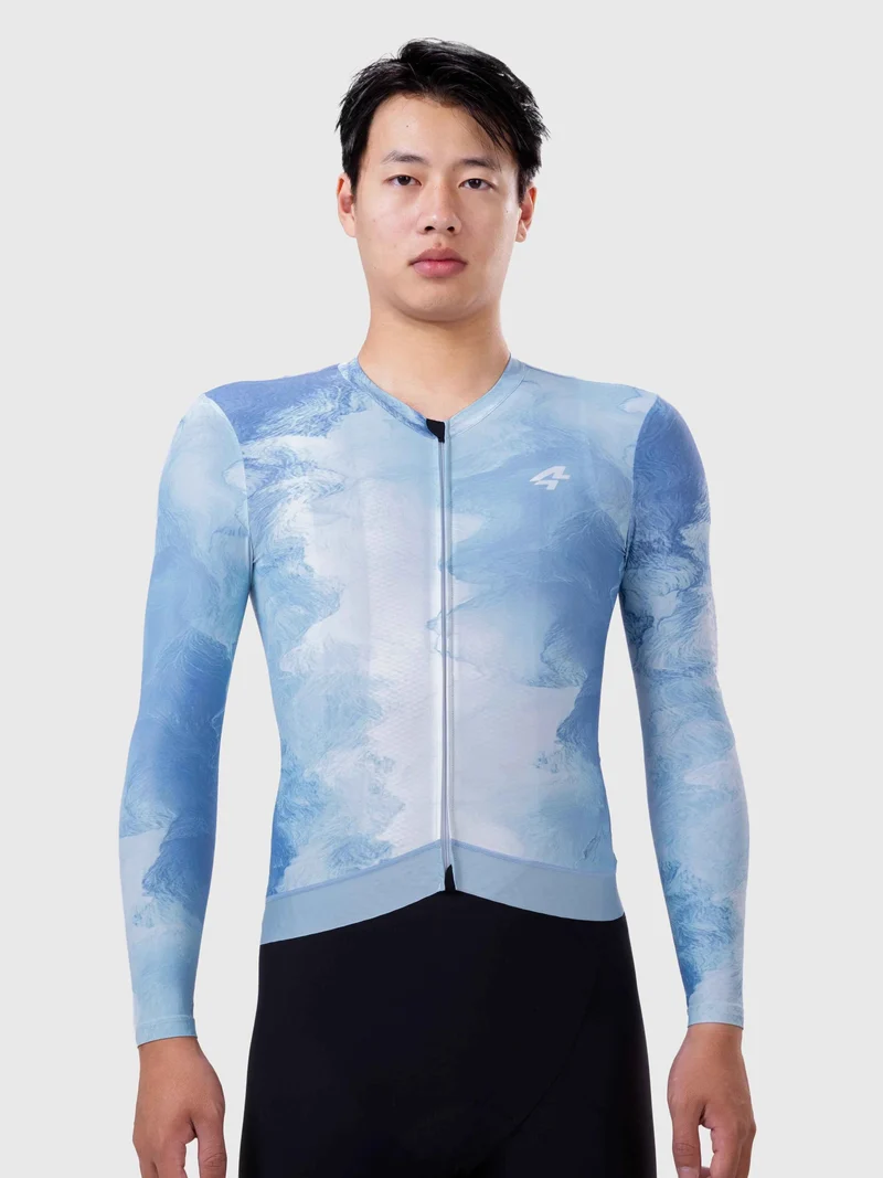 Verde Men Cycling Jersey Long Sleeve - Indigo Blue