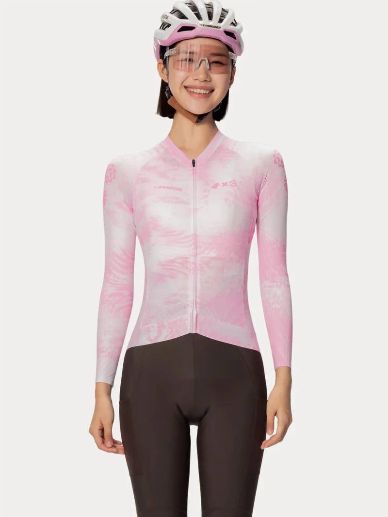 Caffeine Unisex Cycling Jersey LS - Pink