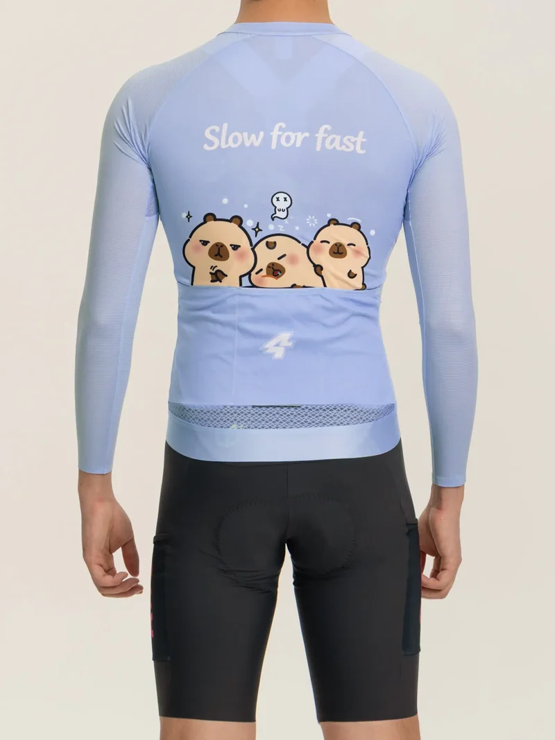LAMEDA x Capybara Mens Cycling Jersey Long Sleeves - 3 Squad Blue