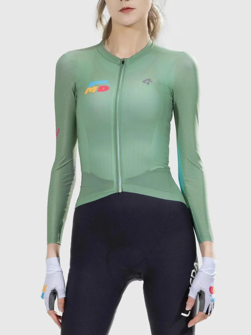 Enchanting Women Cycling Jersey Long Sleeve - Green