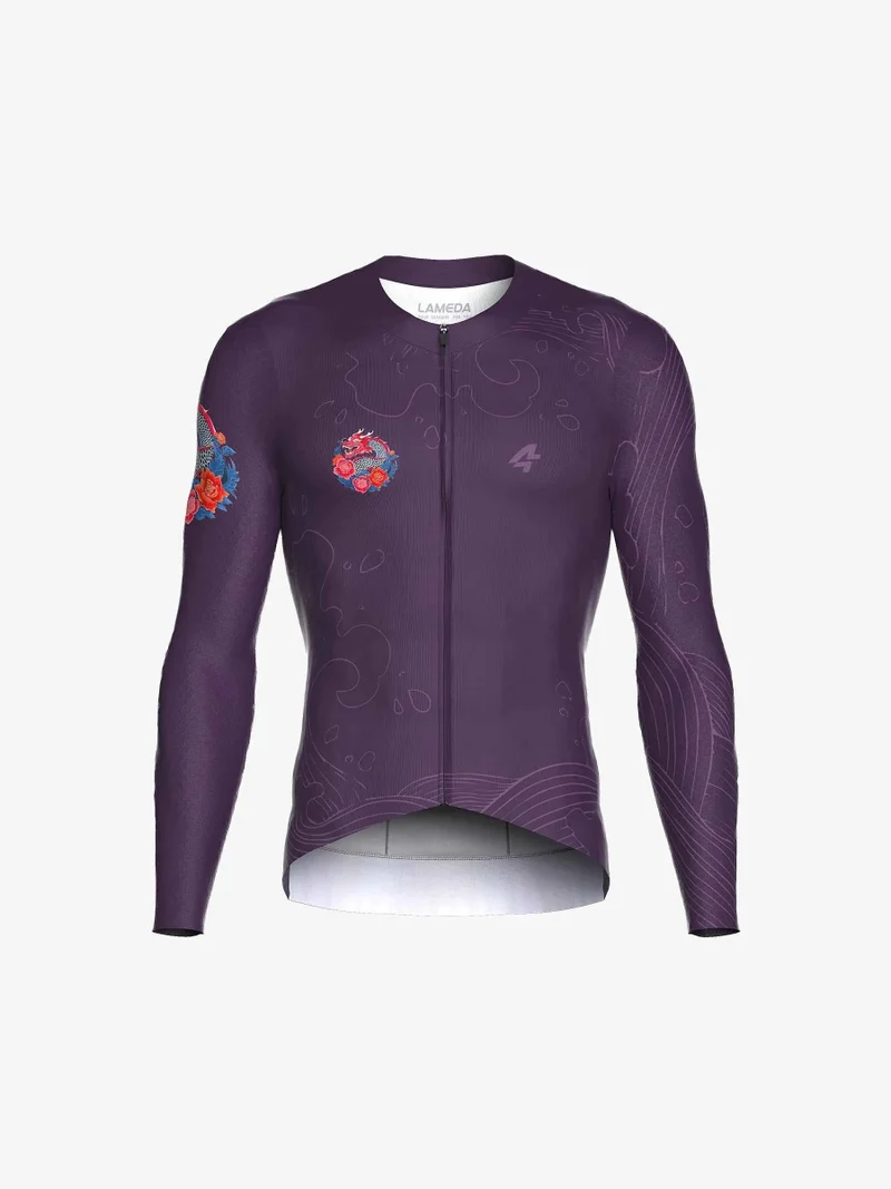 Dragon Soar Men's Cycling Jersey Long Sleeve - Purple