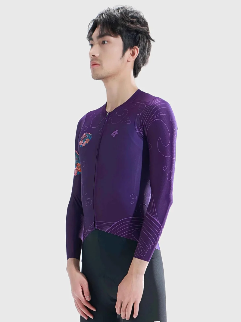 Dragon Soar Men's Cycling Jersey Long Sleeve - Purple