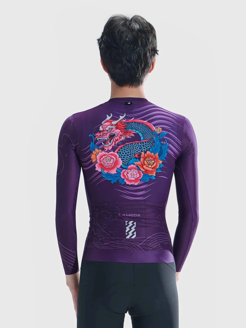 Dragon Soar Men's Cycling Jersey Long Sleeve - Purple
