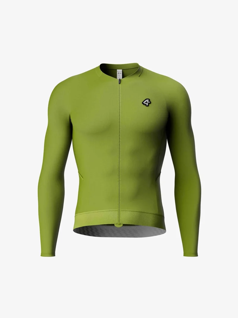 Azure Flow Men Cycling Long Sleeve Jersey - Grass Green