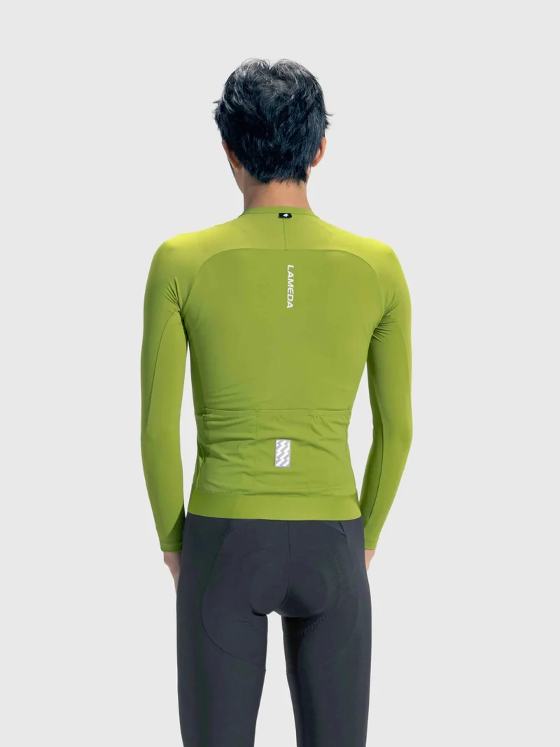 Azure Flow Men Cycling Long Sleeve Jersey - Grass Green