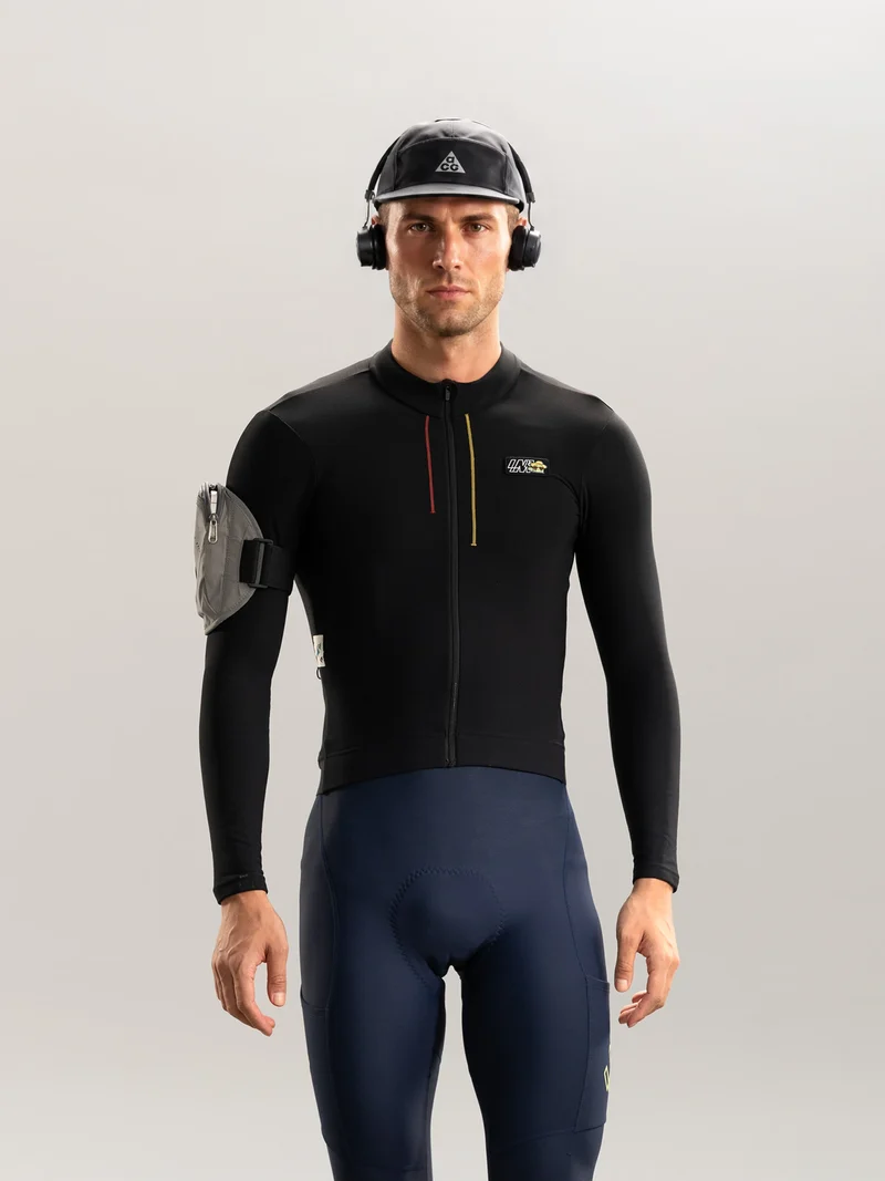 Sunstride Men's Thermal Fleece Cycling Jersey - Black