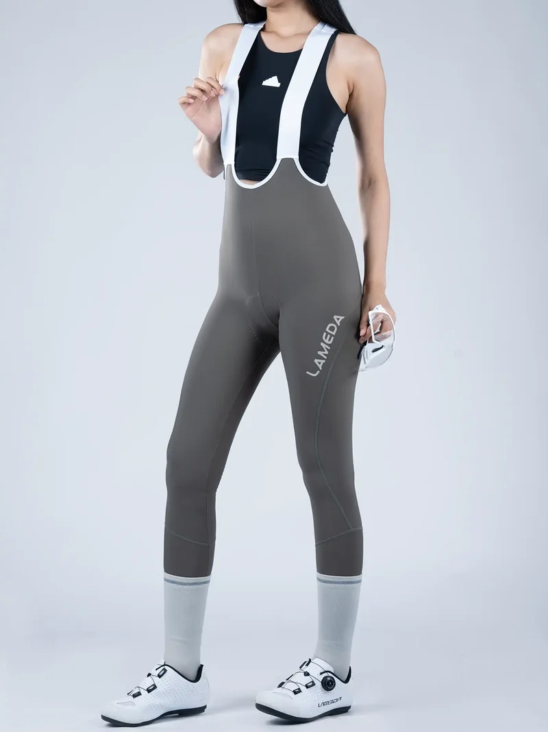 Basic Thermal Women's Bib Tights T462 - Gray Green