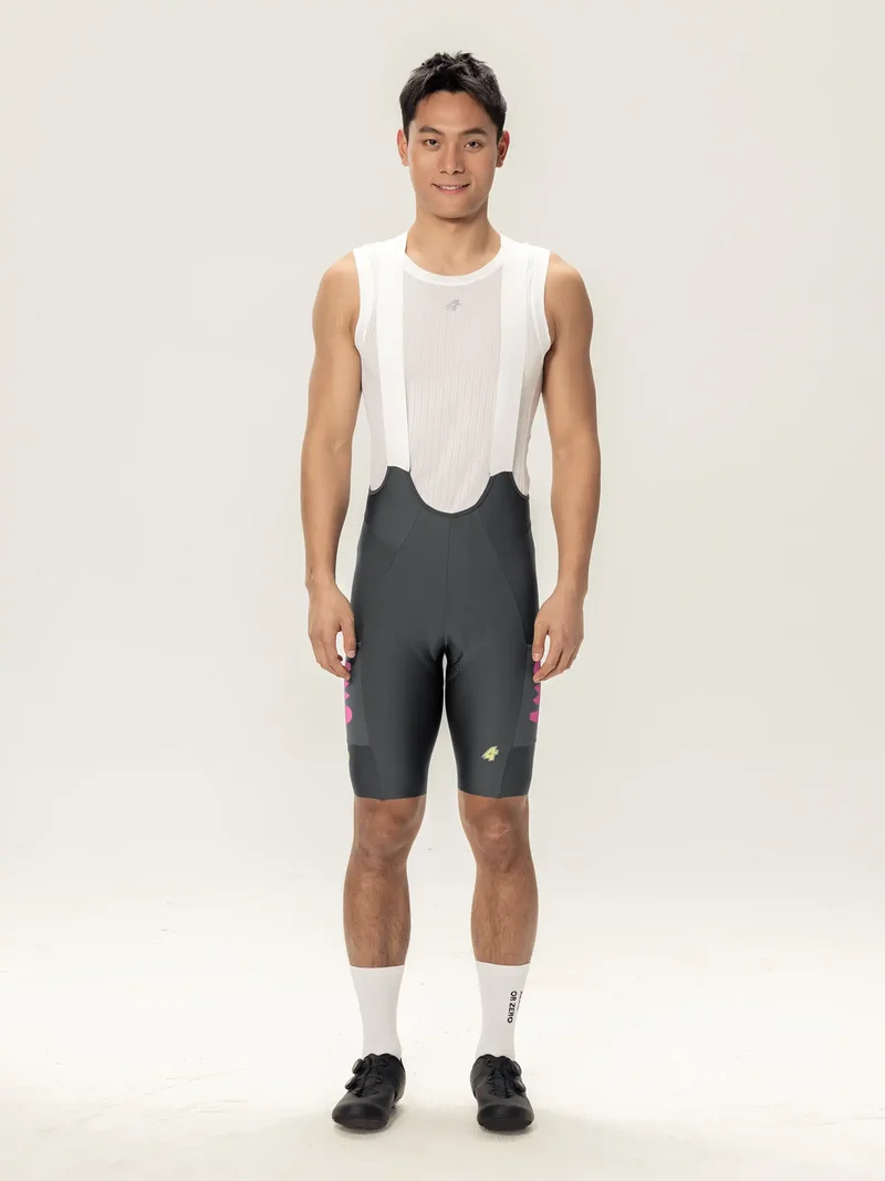 Heart Feather Men Bib Shorts - Deep Gray