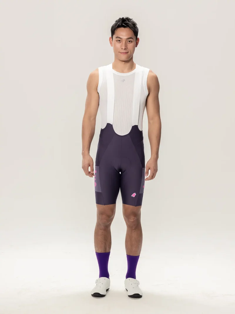 Heart Feather Men Bib Shorts - Purple